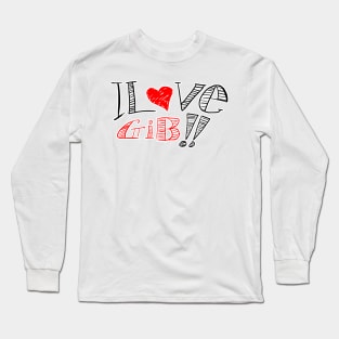 I love Gib hand drawn text Long Sleeve T-Shirt